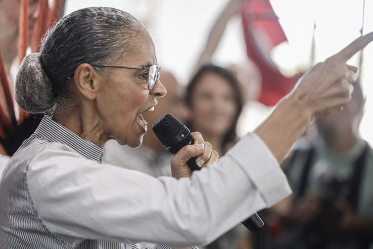 Belém (PA), 16/11/2025 - Ministra Marina Silva discursa durante encerramento da cúpula dos povos.
Foto: Tânia Rêgo/Agência Brasil
