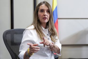 Democratic Center party presidential candidate Paloma Valencia speaks during an interview with Reuters, in Bogota, Colombia May 19, 2026. REUTERS/Luisa Gonzalez