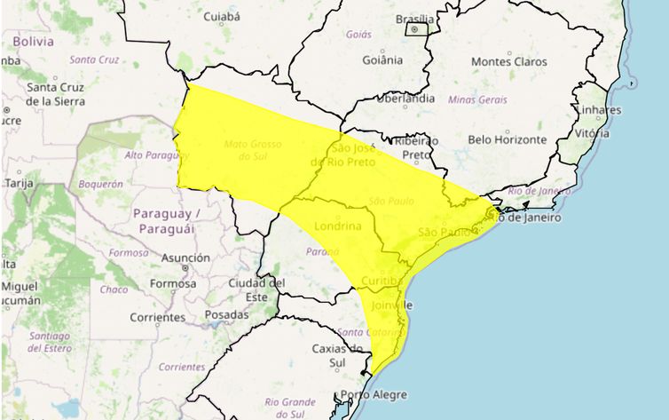 Brasília - 06/08/2026 - INMET publica aviso do clima no País. Fonte: INMET 